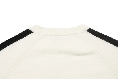 Color Block Crew Neck Knit Sweater