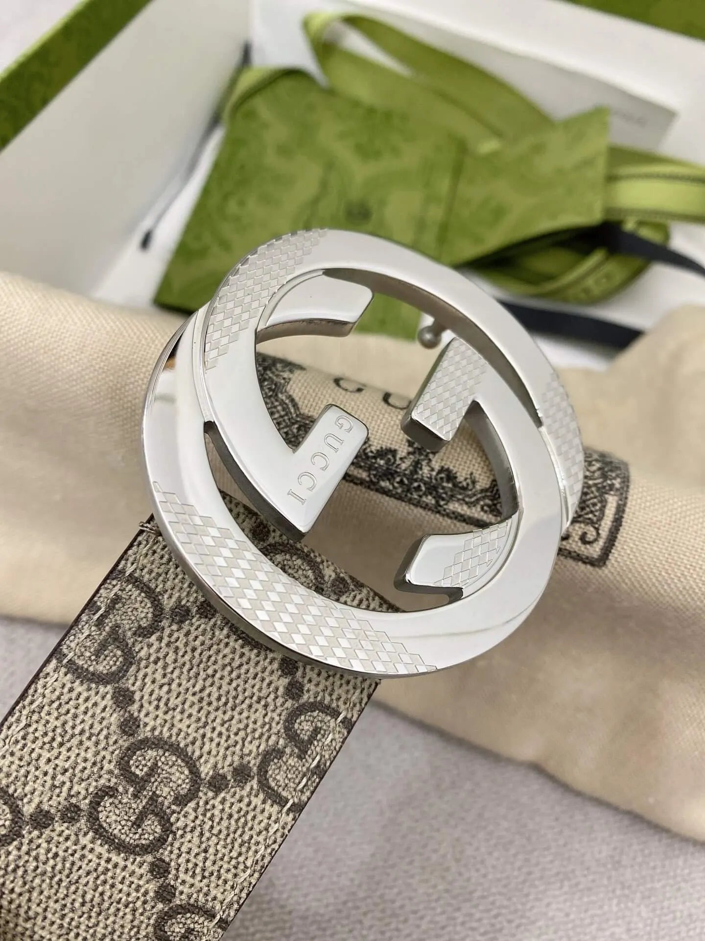 Trendy Monogram Webbing Belt with Metal Buckle
