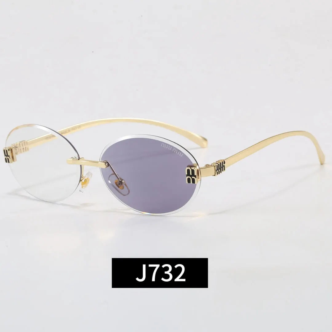 Rimless Oval Letter Sunglasses