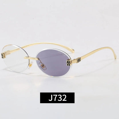 Rimless Oval Letter Sunglasses