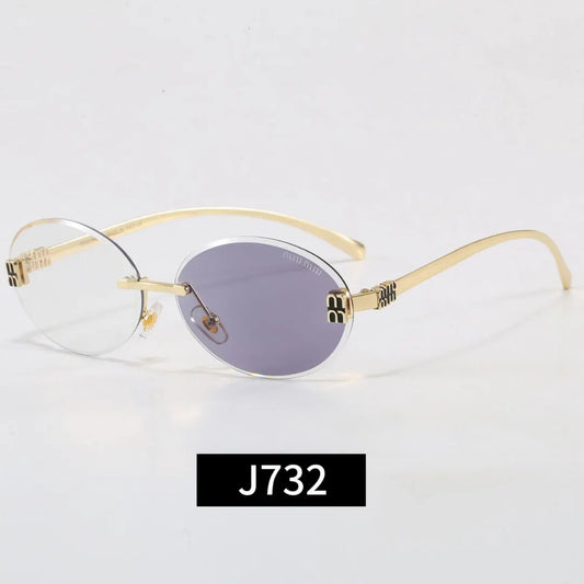 Rimless Oval Letter Sunglasses