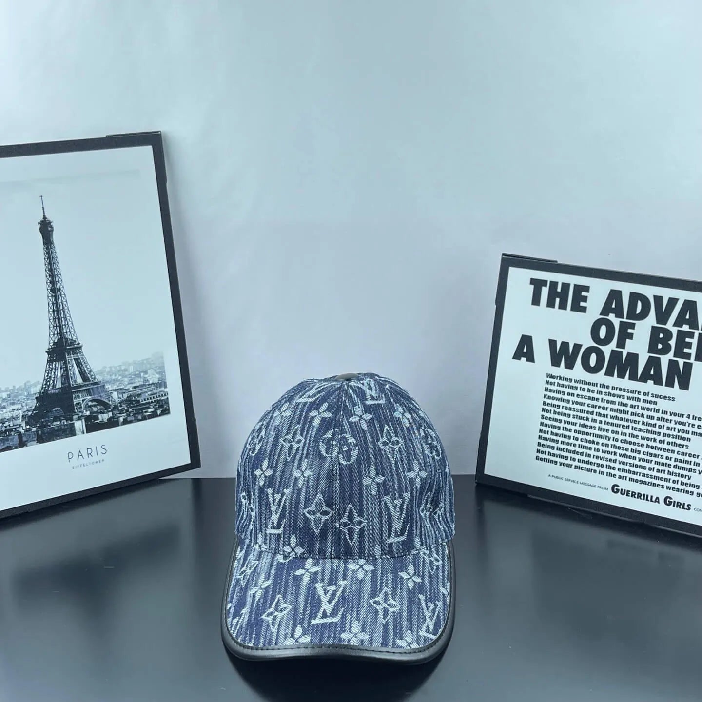 Color-Block Brim Denim Dome Cap