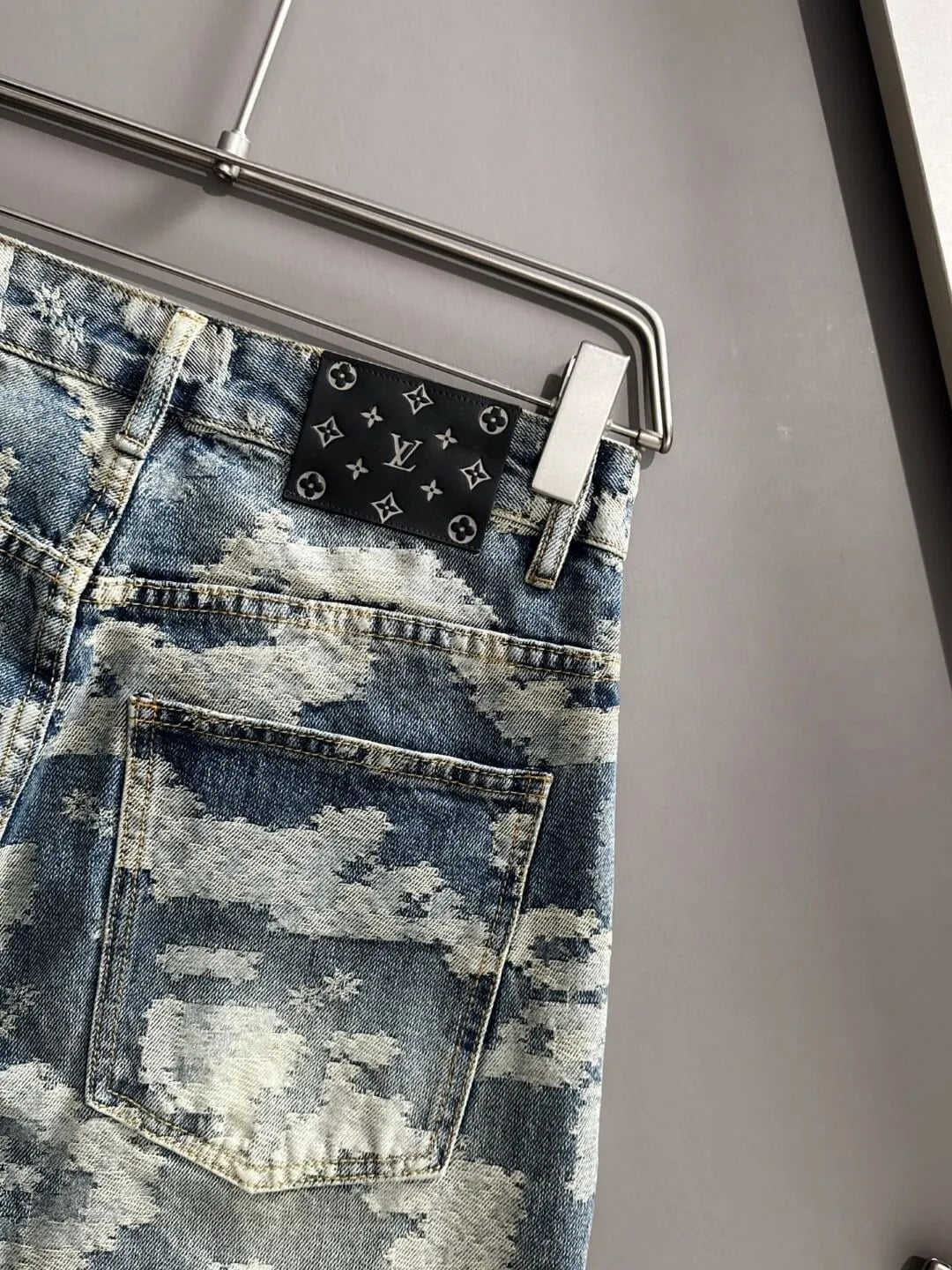 Camouflage Jacquard Denim Shorts