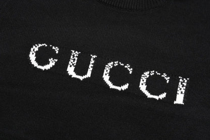Front Letter Crewneck Knit Sweater
