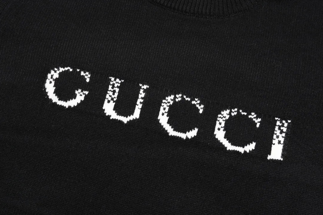 Front Letter Crewneck Knit Sweater