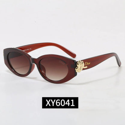 Oval Clover Decor Sunglasses