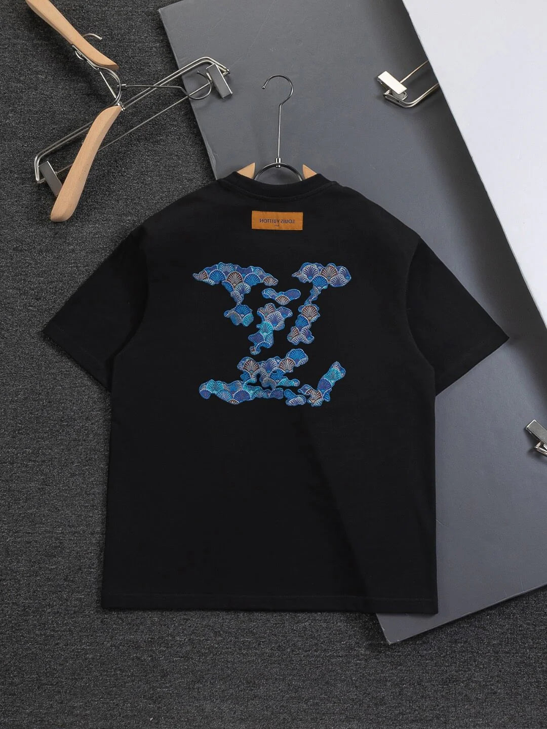 Blue Satin Embroidered T-Shirt