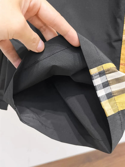 Plaid Side Tape Embroidered Shorts