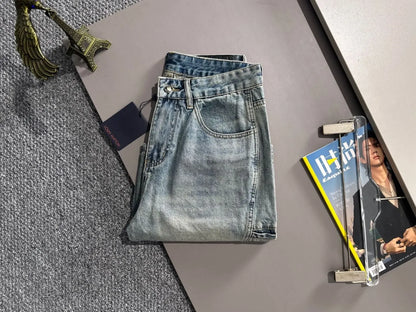 Cargo Pocket Stitching Washed Denim Shorts