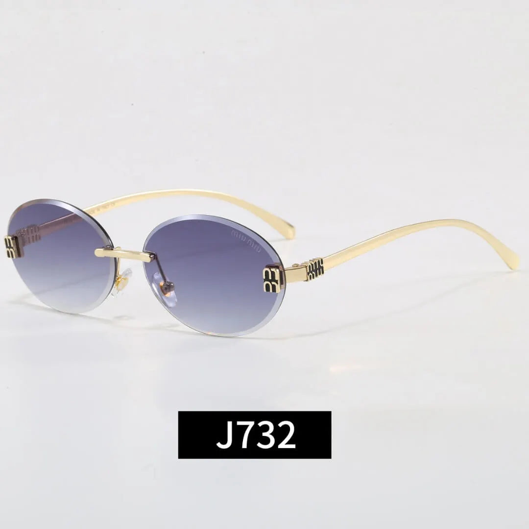 Rimless Oval Letter Sunglasses