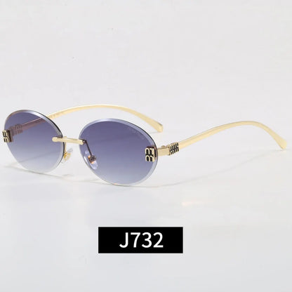 Rimless Oval Letter Sunglasses