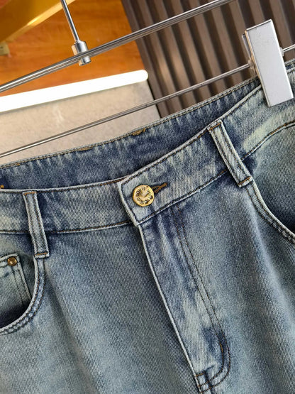 Checkerboard Yellow Emblem Jeans