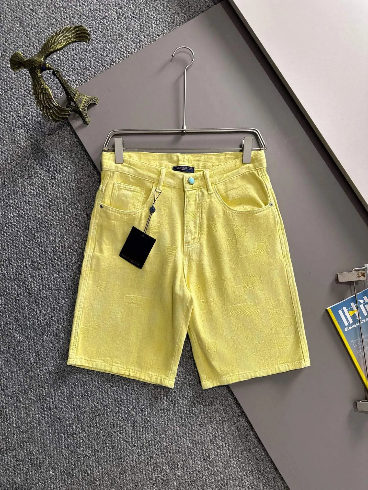 Embossed Texture Denim Shorts