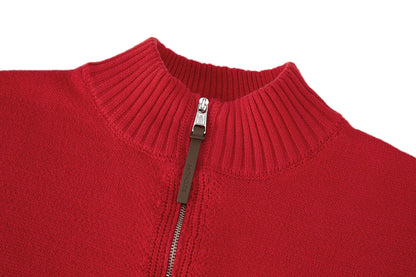 Stand Collar Zipper Knit Sweater