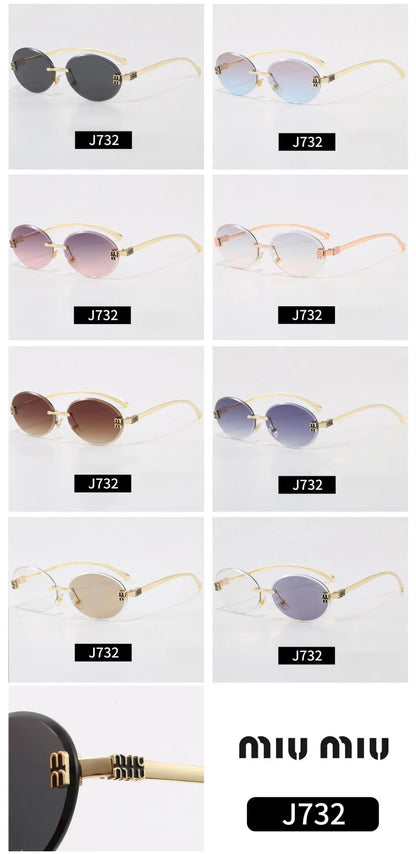 Rimless Oval Letter Sunglasses