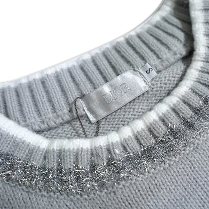 Silver Patch Striped Cuff Knit Sweater