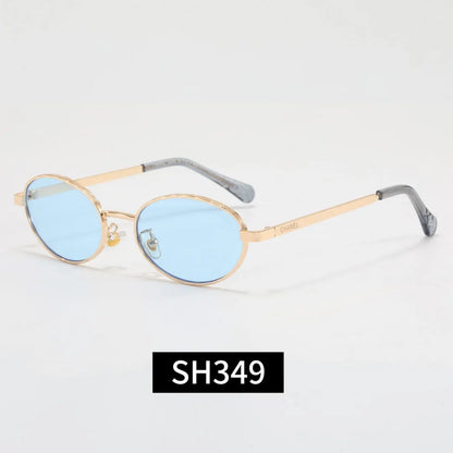 Slim Metal Oval Vintage Sunglasses