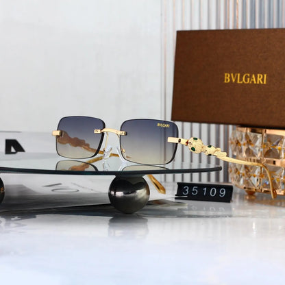 Snake Detail Rimless Rectangle Sunglasses