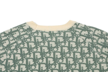 Oblique Jacquard Crew Neck Knit Sweater