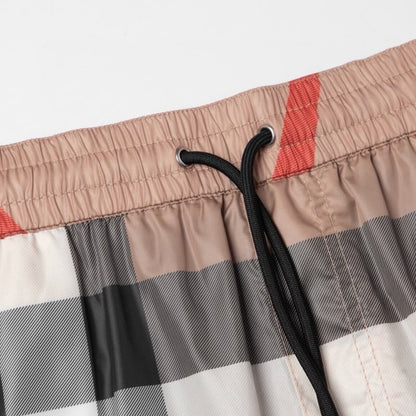 Split Contrast Panel Vintage Check Shorts