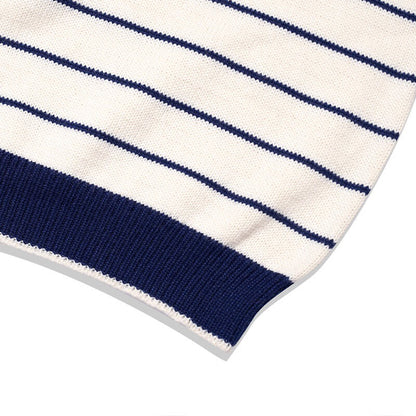 Star Embroidery Stripe Crewneck Sweater