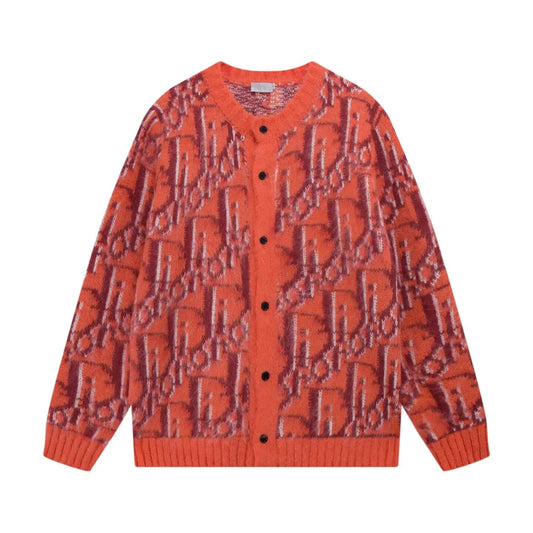 Orange All‑Over Sweater Cardigan