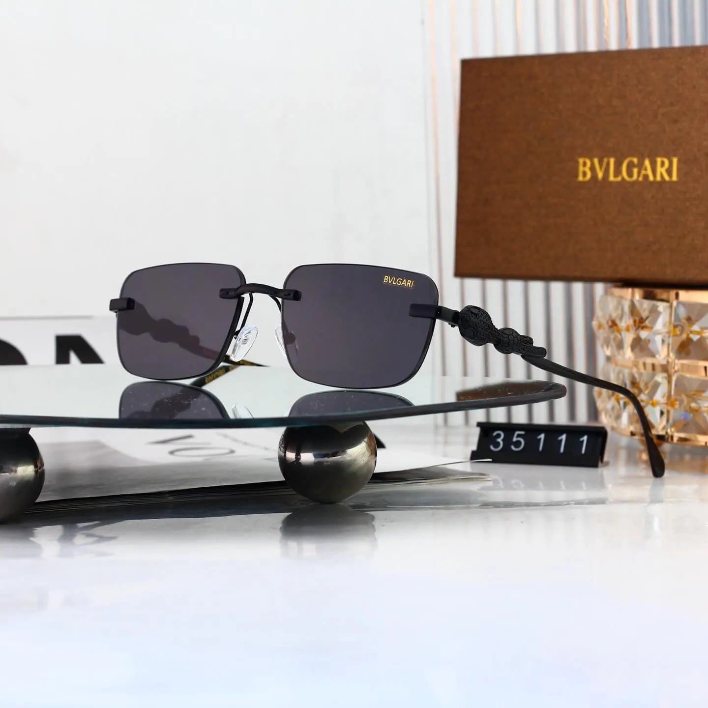 Snake Temple Rimless Square Sunglasses