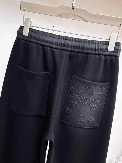 Simple Embossed   Straight‑fit Pants
