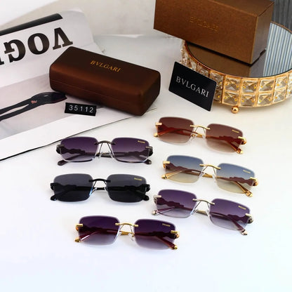 Business Rimless Rectangular Sunglasses
