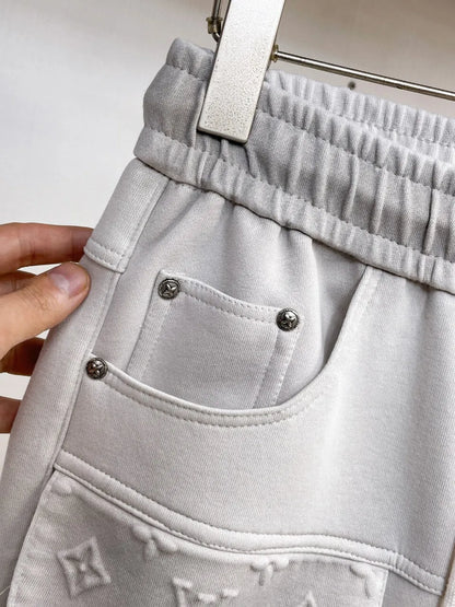 Embossed‑Pattern Cargo Pocket Pants