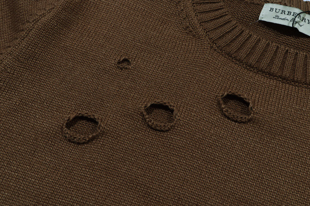 Distressed Hole Crewneck Sweater