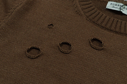 Distressed Hole Crewneck Sweater