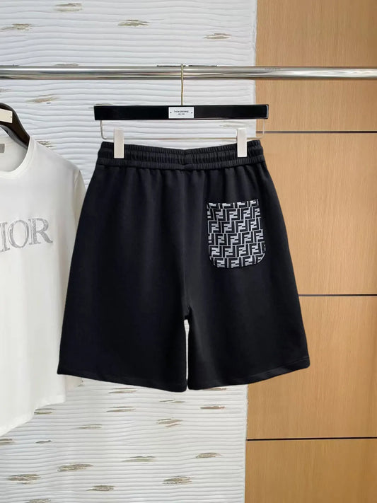 Spliced Monogram Patch Casual Shorts