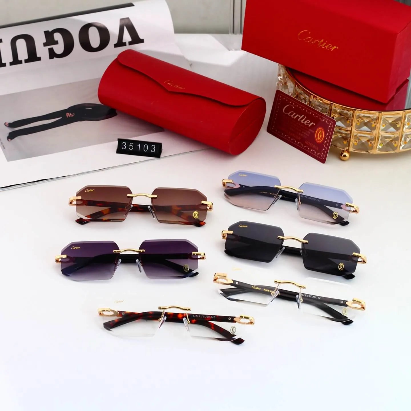 Rimless Octagonal Sunglasses