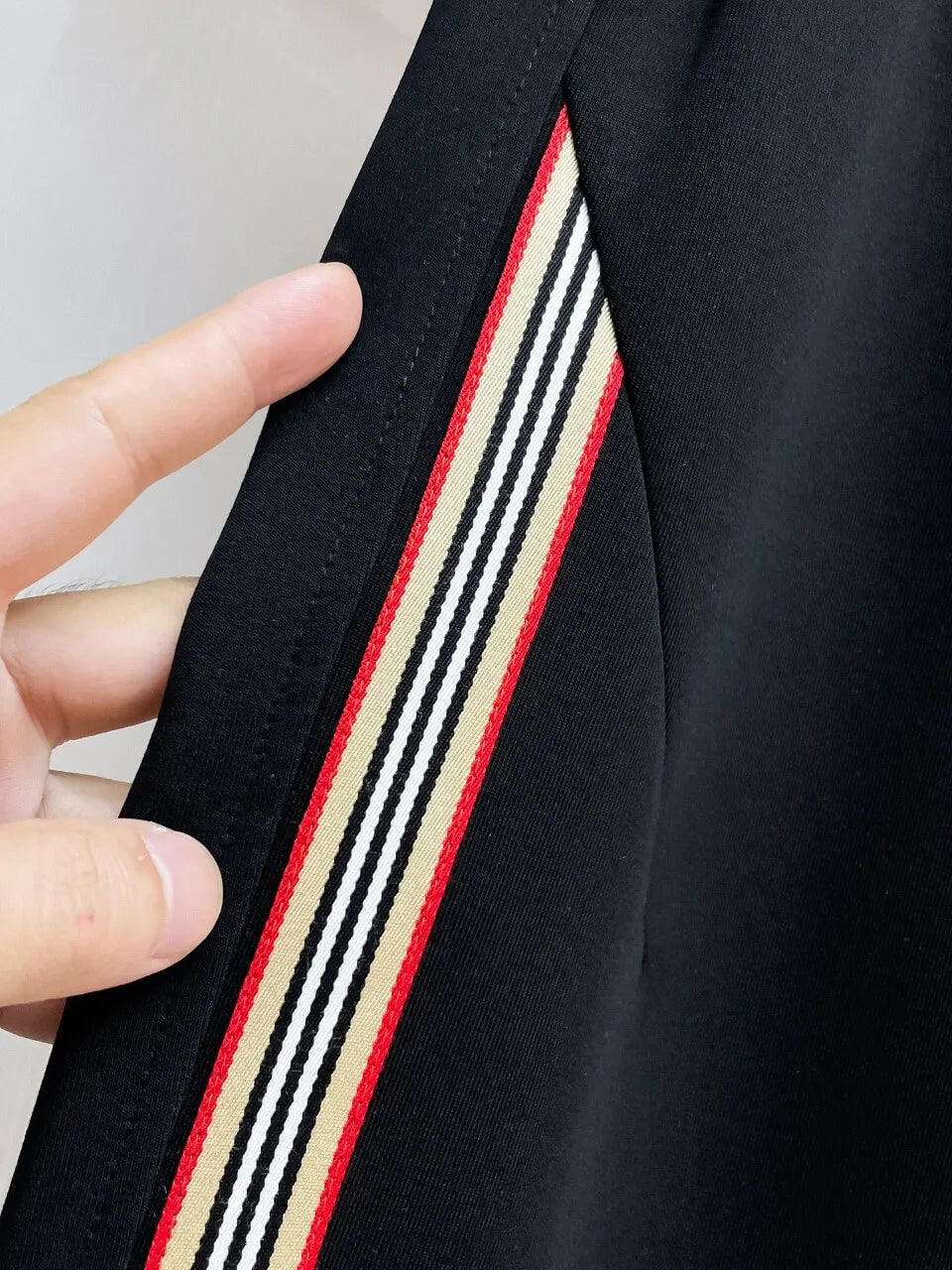 Monogram Drawstring Color‑Stripe Wide‑Leg Pants