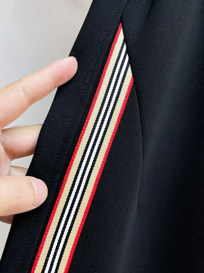 Monogram Drawstring Color‑Stripe Wide‑Leg Pants