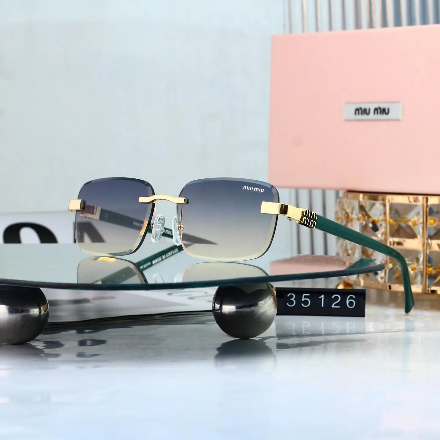 Retro Frameless Cut Edge Fashion Sunglasses