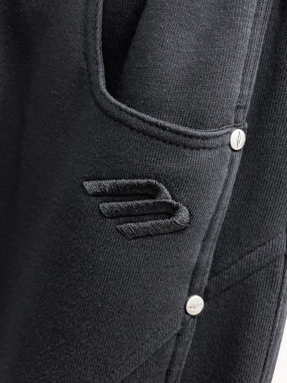 Geometric Stitching Adjustable‑hem Pants