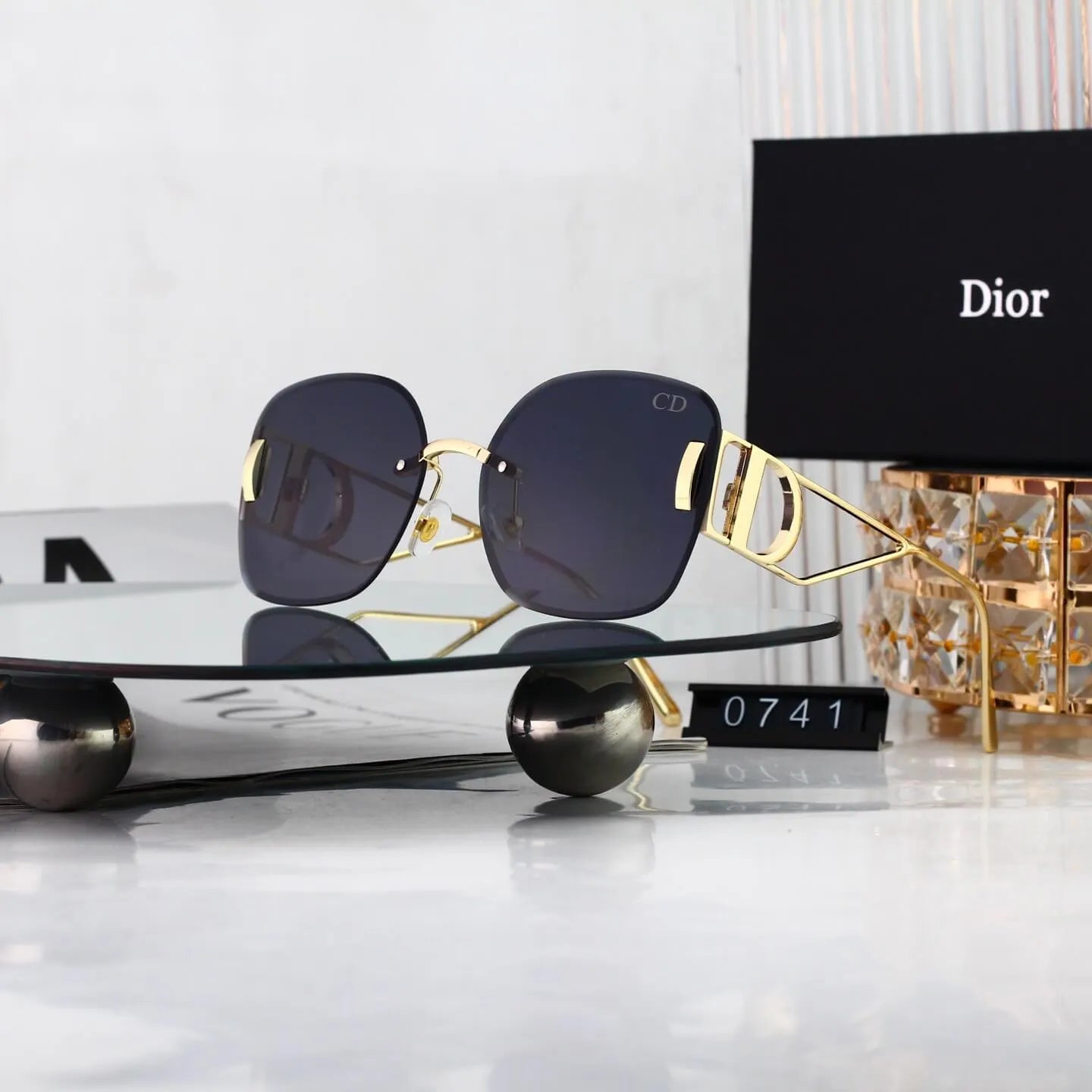 Rimless Gradient Oversized Square Sunglasses