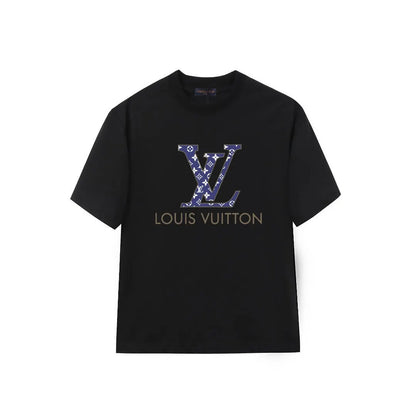 Blue Pattern Letter Print T-Shirt