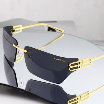 Curved Rimless Sunglasses