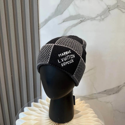 Plaid Color-Block Knit Beanie