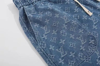 Denim Jacquard Shorts