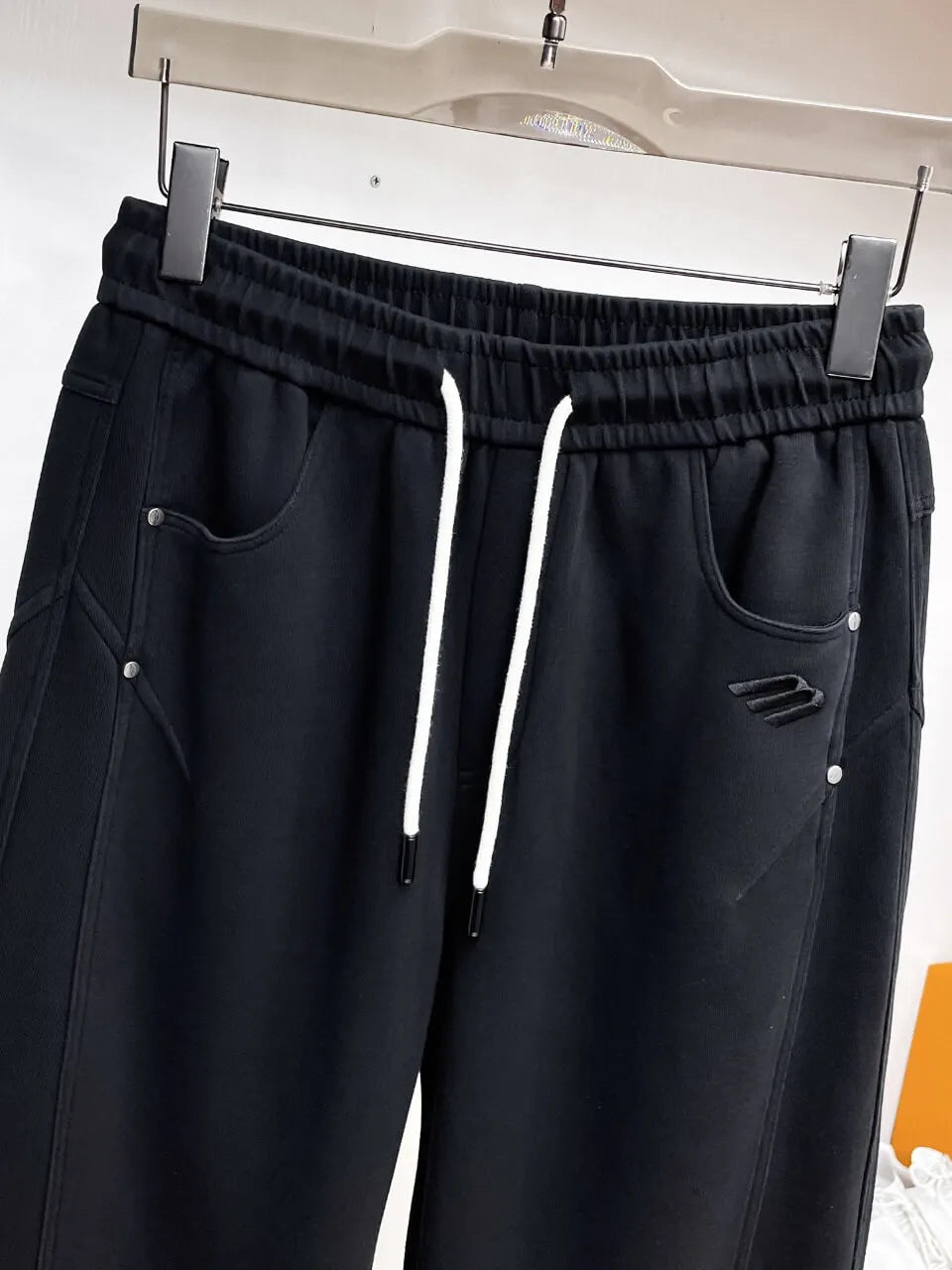 Geometric Stitching Adjustable‑hem Pants