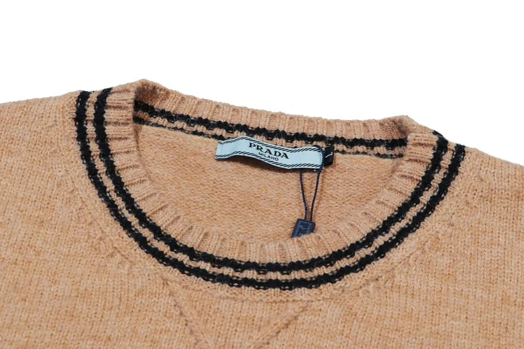 Crest Striped Trim Sweater