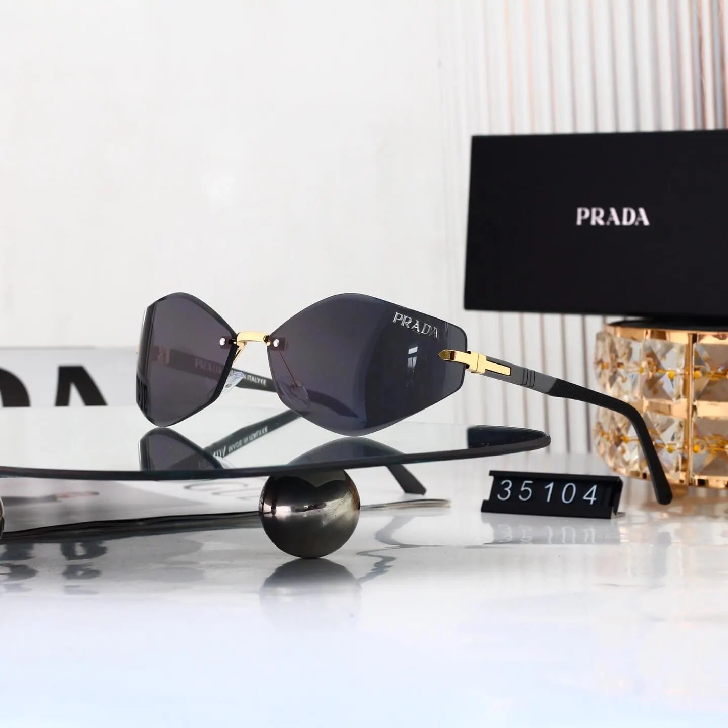 Rimless Cut Oval Sunglasses