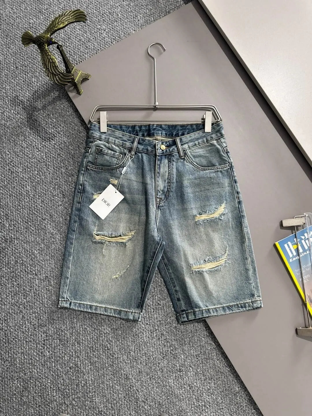 Vintage Distressed Ripped Denim Shorts