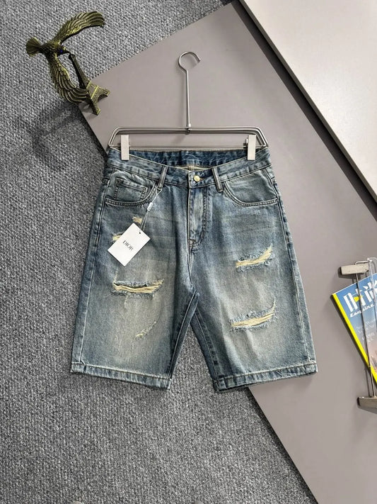 Vintage Distressed Ripped Denim Shorts