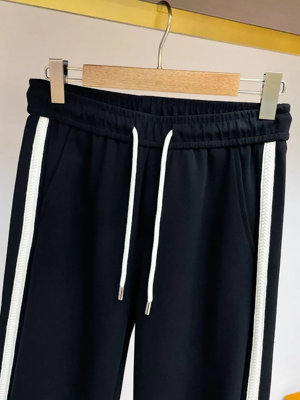 Side Stripe Letter Embroidered Straight Pants