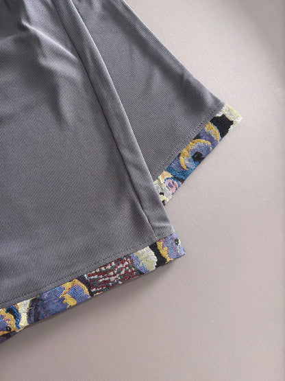 Braided Drawstring Printed Cuff Shorts